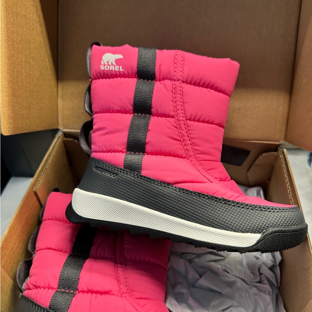 Sorel Whitney II Tropic Pink and Black Puffy Mid Boots